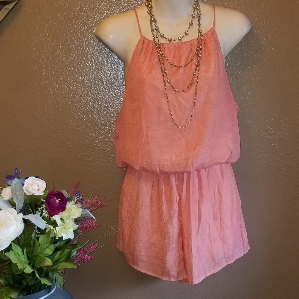 (5 for 25) PRETTY PEACH ROMPER GREAT FOR SUMMER
